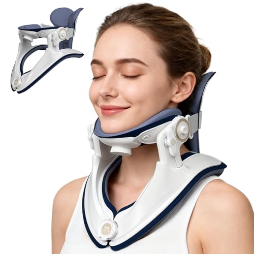 Cervical Traction Device, Adjustable Neck Stretcher for Pain Relief, Lightweight Neck Support Brace for Cervical Spine Decompression, Ergonomic Design for Home, Office & Travel Use