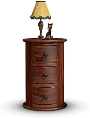 Santosha Decor Sheesham Wood Drawer Rich Walnut Finished PU Polished Round Dressers and Chests Of Drawers/Table (Size-Standard,Brown)