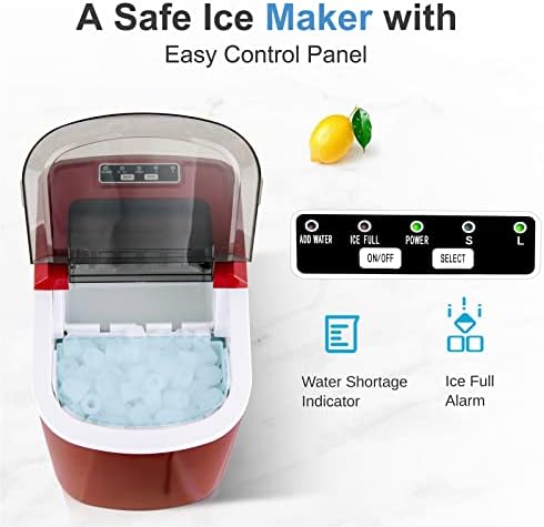 GiantexUK Electric Ice Maker, 12KG/24H Ice Cube Making Machine Ice Scoop and Basket, 2.2 L Automatic Self-Cleaning Ice Machine for Home Counter top (Red)