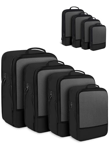 4PCS Compression Packing Cubes for Travel, Black
