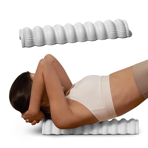 SNPE Wave Pillow II - Spine Stretcher Massage Tool Yoga & Piliates Spine Alignment Corrector for Back Pain Relief Neck Shoulder Lower Back & Hip Massage Device (Floral White)