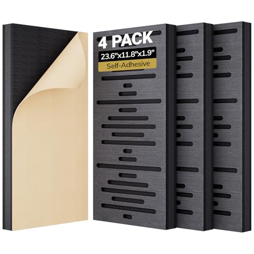 TONOR 4-Pack Acoustic Wall Panels, Black Wood