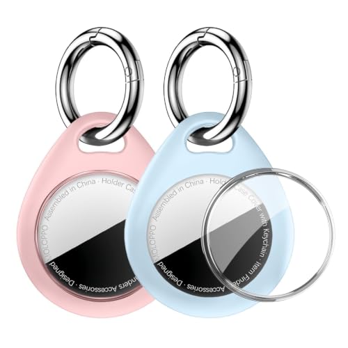 MOLOPPO 2 Pack Waterproof Holder for AirTag 1st & 2nd Gen, Pink/Light Blue