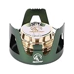 REDCAMP Mini Spirit Burner - Brass Alcohol Stove with Adjustable Flame & Wind Shield, Ultralight Portable Camping Stove for BBQ, Backpacking, Hiking, Outdoor Cooking and Picnic (Green)
