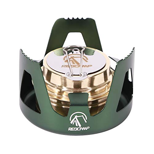 REDCAMP Mini Spirit Burner, Brass Alcohol Stove with Adjustable Flame & Wind Shield