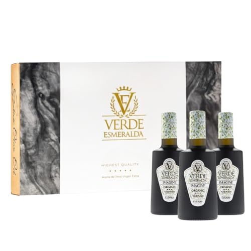 Verde Esmeralda aceite de oliva - Pack 3 Aceites de Oliva Virgen Extra Picual Imagine – España-Jaén, 3x500ml | Olive Oil Premium filtrado de Cazorla, hierba fresca, tomate y almendra.
