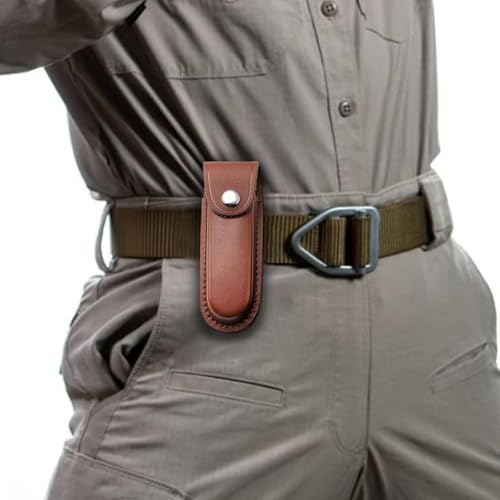 Messerscheide,Lederscheide,Klappmesserscheide,Gürtelschnalle Messerscheide,Messertasche Scheide,Klappmesser Gürtel Taschenmesser Scheide,Messer Holster für Mann,5,2zoll (Braun)