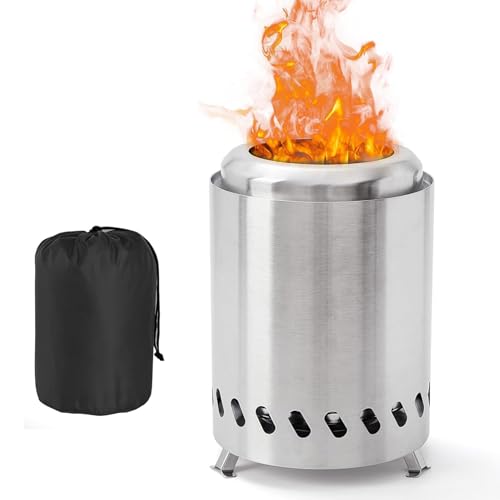 JurciCat Mini Rauchfreie Feuerschale Feuerschale Klein Campingkocher für den Außenbereich Edelstahl Tragbar Feuerstelle für Holz(14cm ⊘* 20cm H)