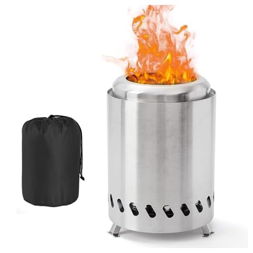 JurciCat Mini Brasero Sin Humo Brasero Exterior Jardin Hornillo De Camping para Exteriores De Acero Inoxidable Portátil para Pellets O Leña (14 Cm ⊘* 20 Cm H)