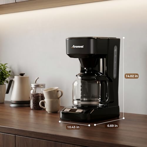 Image of 12 Cup Programmable Coffee Maker, 24-Hour Delay Brew, Drip Coffee | Large 1.8L Water Tank, Drip Coffee Machine with Glass Carafe & Reusable Filter, Measuring Spoon, 4-Hour Auto Keep Warm,Black