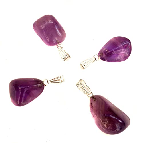 Pingente Prateado de Pedra Ametista Cristal Natural