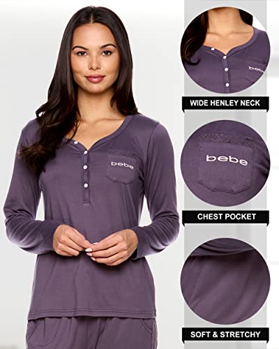 bebe Womens Pajama Set with Pockets - Long Sleeve Shirt and Pajama Pants Pj Set2