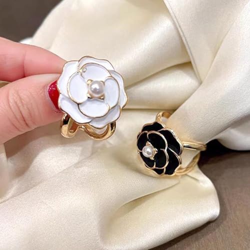 Image of 2 Pcs Scarf Ring Clips for Women Metal Shirt Tightener Cinch Buckle for Silk Scarf Shawl Blouse Sweater T Shirt Clothing Accessories
