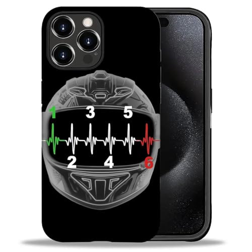 yicomon Compatible with iPhone 16 Pro Max Case, Motorcycle Helmet Pattern Print Matte Phone Case Durable Fashion Funny Liquid Silicone Case Soft Anti-Scratch Shockproof Protective Cover