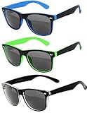 Classic Vintage Two-Tone Sunglasses 3 Pairs – Yellow, Blue, White