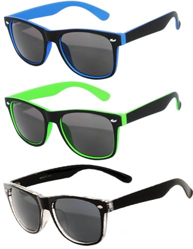 OWL Classic Vintage Two-Tone Sunglasses 3 Pairs – Blue, Green, Black Smoke