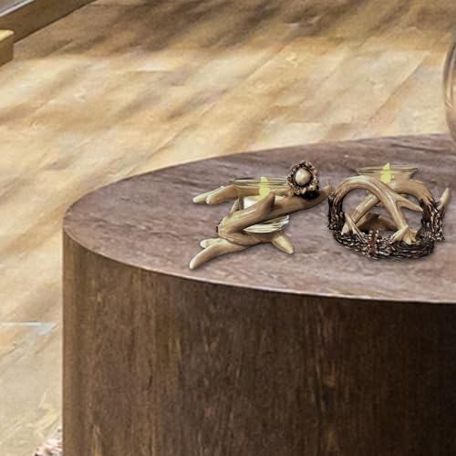 BestGiftEver Rustic Antler Candle Holders - Set of 2 Votive Candle Holders for Cabin Style Decor, Wildlife Decor Accents, Lodge-Inspired Figurines, and Rustic Home Decor with Antler-Themed Design
