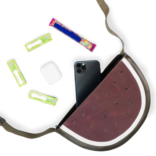 Watermelon-Shaped Shoulder Bag with Adjustable Strap, Crossbody Bag, Messenger Bag, Full Grain Leather, Handmade, Dark Jade2