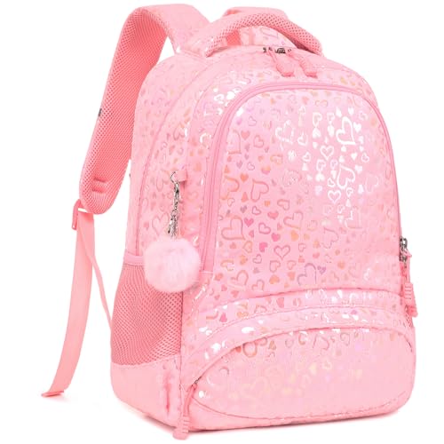 Kimwadalh Peluche Cartable Primaire Filles Sac à Dos Enfent pour Scolaires 1-3 Classe,Sacs d'école Fille CE1 CE2 Cartables Primaires Sacs à Dos Fille Coeurs d'amour