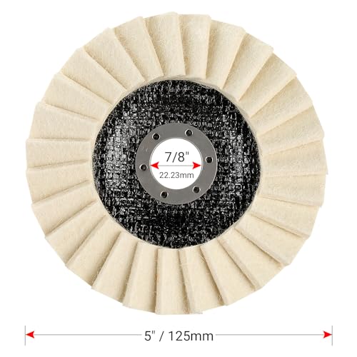 LOZLIN 3PCS 5Inch Stone Polishing Wheels - Wool Buffing Discs for Stainless Steel, Aluminum & Metal - Angle Grinder Attachment for Surface Finishing & Restoration