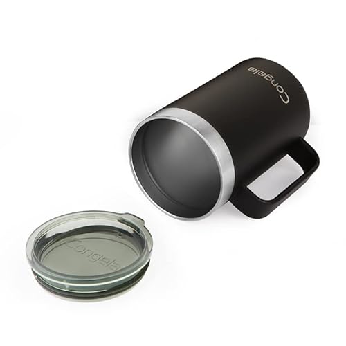 Congela 18Oz 2Pack Stainless Steel Insulated Coffee Mugs Set With Handle, Vacuum Camping Cups Coffee Thermos With Tritan Lid(White+Black,18Oz 2Pack) #TOP2