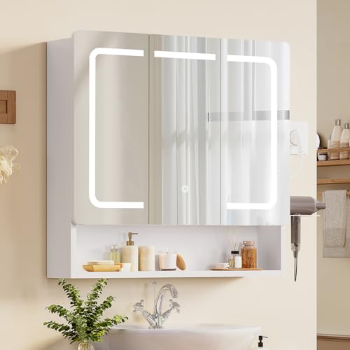 Armoire miroir LED avec rangement TEENFON ENGGX010WDN-ZF