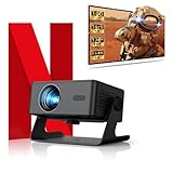 プロジェクター家庭用 小型 天井 静音【Netflix・Prime Video・YouTubeアプリ搭載】スクリーン付 600ANSI 4K対応 自動台形補正 0.5M近距離投影 Wi-Fi6/Bluetooth5.4スタンド一体型 軽量 ミニ スマホ/パソコン/PS5/Switch/DVD接続可 プレゼント3年保証2026年新登場MX1ブラック