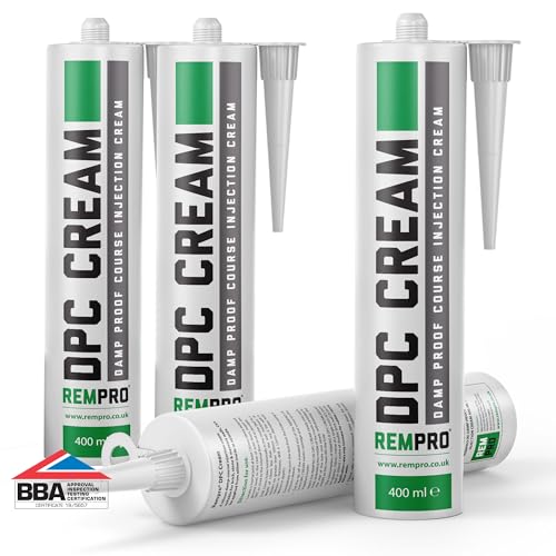 Rempro 4 x 400ml DPC Damp Proofing Course Cream - Barrier Treatment & Control of Rising Damp in Walls - BBA Certified