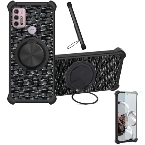 �Ή� Motorola Moto G30 �P�[�X Phone Case [1�� 9H+�d�x���� �K���X�t�B����][360°��]���X�^���h�A�}�O�l�b�g��]CX-11-HEI