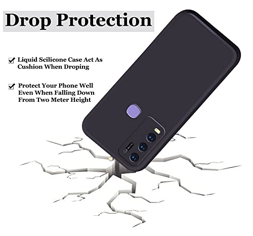 Image of A rtistque Liquid TPU Silicone Matte Shockproof Flexible with Camera Protection Soft Back Cover Case for Vivo Y50 / Vivo Y30 - Black