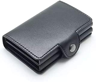 Genuine Leather aluminium slim Secure ID Wallet with RFID for Unisex. 14 Cards + Cash. Flip Eject option for quick choose Cards-By Paamsons