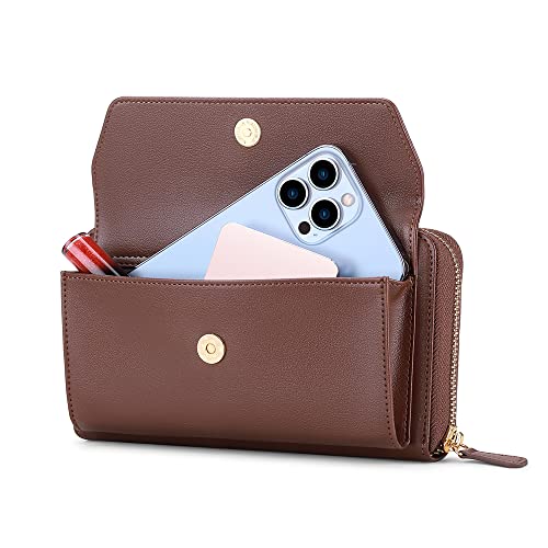 Image of nuoku RFID Blocking Wristlet Wallet for Women, Zip-Around Crossbody Clutch with 2 Removable Straps