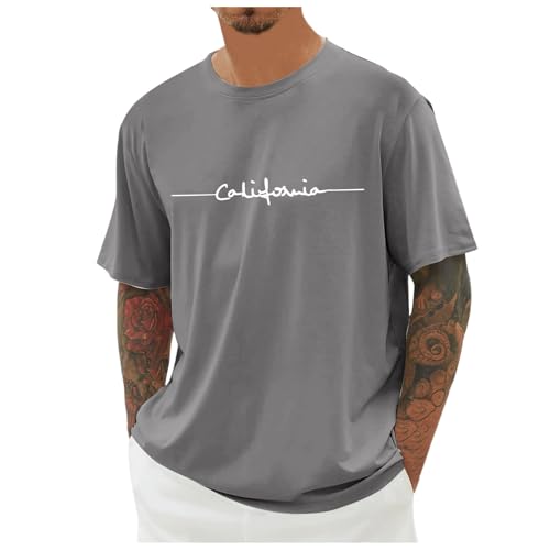 Camiseta Hombre Manga Corta, Camiseta De Verano De Gran TamañO para Hombre Camiseta De Manga Corta con Cuello Redondo Y Estampado Urbano Camisetas BáSicas Casuales Holgadas para Camisetas Deportivas