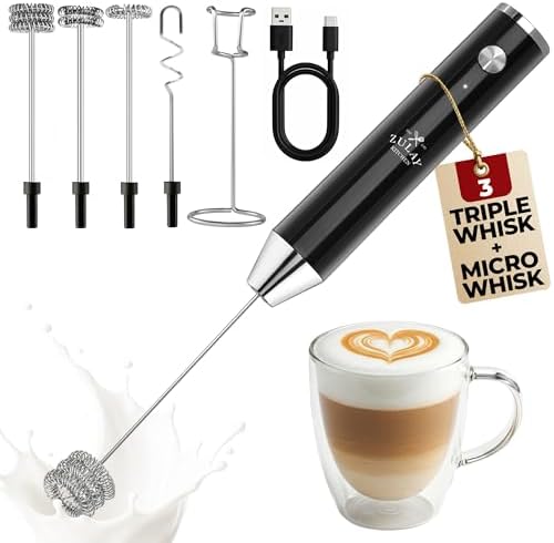 Zulay Kitchen Rechargeable Milk Frother Handheld - Frother Wand, ...