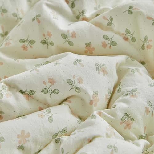 Image of DuShow Toddler Bedding Set for Girls and Boys,4 Piece Bed-in-a-Bag Toddler Comforter Sets,Green Floral Crib Bedding Sheets Set,Include Quilt Comforter,Flat Sheet,Fitted Sheet,Pillowcase