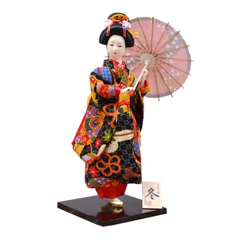 JISADER Muñeca Oriental Geisha Japonesa, Figuras en Miniatura Artesanales de 30 Cm, Muñeca Geisha Asiática Popular para Decoración de Mesa de Oficina en Casa, Estilo B