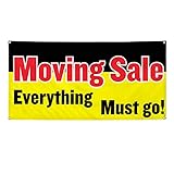 Vinyl Banner Multiple Sizes Moving Sale Everything Must Go Business Business Outdoor Weatherproof Industrial Yard Signs Yellow 4 Grommets 24x36Inches