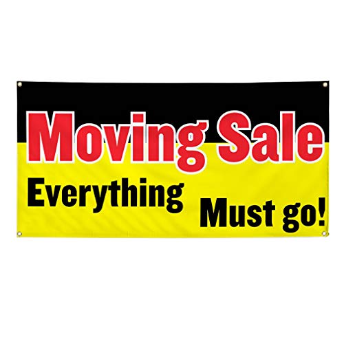 Vinyl Banner Multiple Sizes Moving Sale Everything Must Go Business Business Outdoor Weatherproof Industrial Yard Signs Yellow 4 Grommets 24x36Inches