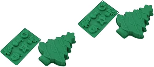 Abaodam 4 moldes de silicona para tartas de Navidad, mini malvaviscos para chocolate caliente, caramelo de Navidad, árbol de Navidad, molde de