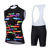 Uriah Women's Cycling Vest Bib Shorts White Set Reflective with 3D Gel Padded Colorful Brush Size L