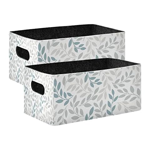 Kcldeci Green Gray Leaf Storage Bins Cover