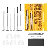 Magnetic Eyeglass Repair Kit, Glasses Repair Kit with Eyeglass Screws Include Nose Pads, Precision Screwdriver Tool Set and Tweezers for Eyeglasses, Sunglasses, Watch Clock Spectacle Repair