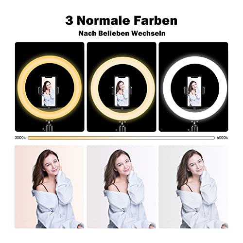 10" LED Ringlicht,RGB Tiktok Ringleuchte mit Stativ Handy-Halterung Stimmenkontrolle, 18 RGB Farbe,23 dynamische RGB-Regenbogenfarben Heim Licht,10 Helligkeit für Make-up Live-Stream YouTube Selfie – Bild 3
