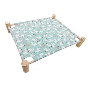 Ali Shipping Pet Cot Bed for Cat Dog Portable Elevated Summer Breathable Puppy Sleep Nest Green and Alpaca