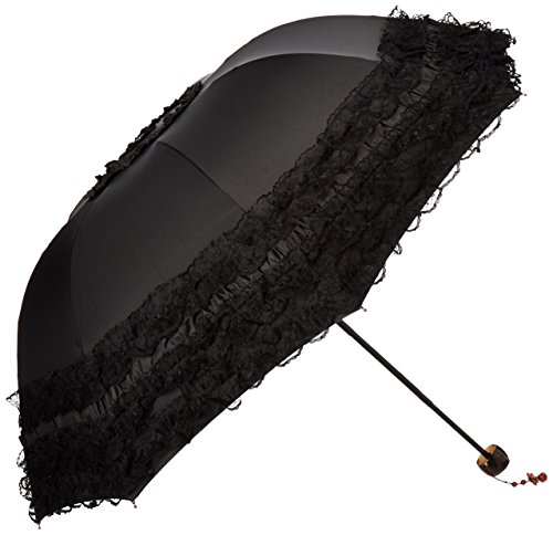 Heart Princess Lace Windproof Folding Sunny And Rainy Umbrella Ultraviolet-Proof Anti Sun Uv Protection Parasol Umbrella (Black) #TOP24