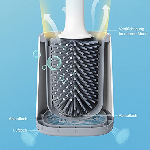 MoreCro® Toiletborstel met houder, Baanbrekende Driezijdige Borstelkop, Siliconen WC-Borstel en Houder, Toiletborstel en… - Image 7