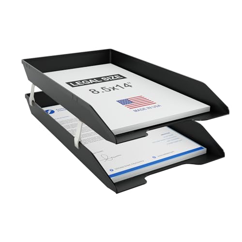 Acrimet 2-Tier Legal Size Paper Tray Organizer, Made in USA, Plastic Desk File Organizer, Front-Load Document Tray for Office, Home & School, Black by Acrimet - Used condition - US$19.65