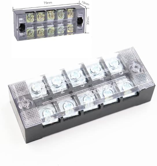 AETOOL - 1 Pcs screw connection cable terminal, terminal block, high current, insulated fixed power wire connector, 600V 25A (TB-2505)