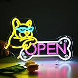Britrio Pet Shop Open Neon Sign Dog Wall Decor for Pet Grooming Salon Open LED French Bulldog Neon Light Art for Pet Shop Business Welcome Sign Pet Hospital Pet Spa Animal Clinics Decoration 5V USB