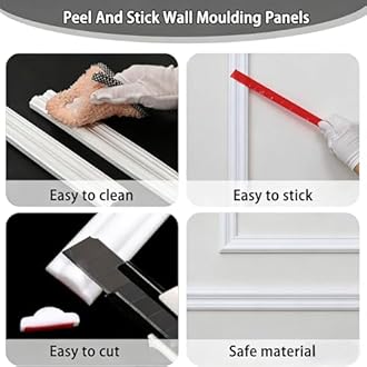 Peel and Stick Wall Panels, Self-Adhesive Wall Moulding Kit, 0.9" x 3m TPE Trim for Chair Rail, Wall Protection, DIY Home Decoration, No Tools, Damage Free Instal